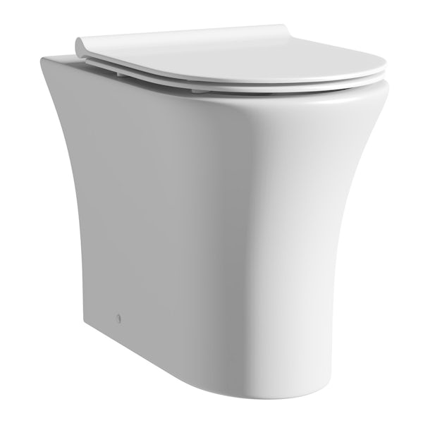 Mode Hardy rimless back to wall toilet with slim soft close seat, concealed cistern and push plate