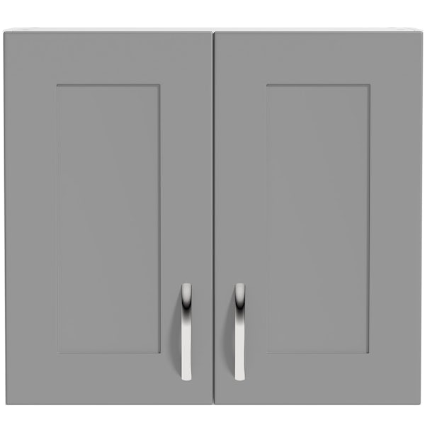 Schön New England light grey double door shaker wall unit