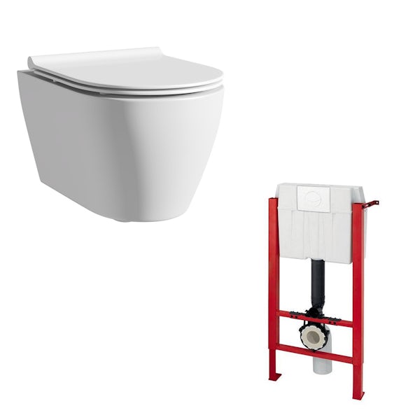 Mode Harrison wall hung toilet with soft close slim seat and mounting frame