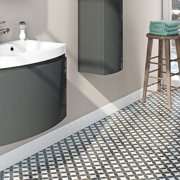 British Ceramic Tile circle feature black matt tile 331mm x 331mm