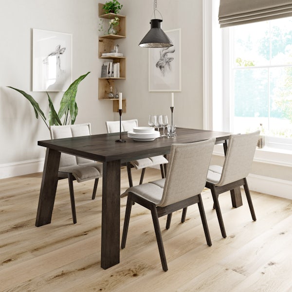 Lincoln Walnut Table with 4x Hadley beige chairs