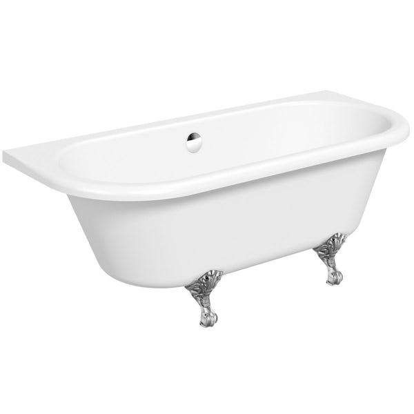 The Bath Co. Dulwich back to wall roll top bath with chrome ball and claw feet 1700 x 750