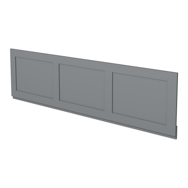 The Bath Co. Camberley satin grey wooden straight bath front panel 1700mm