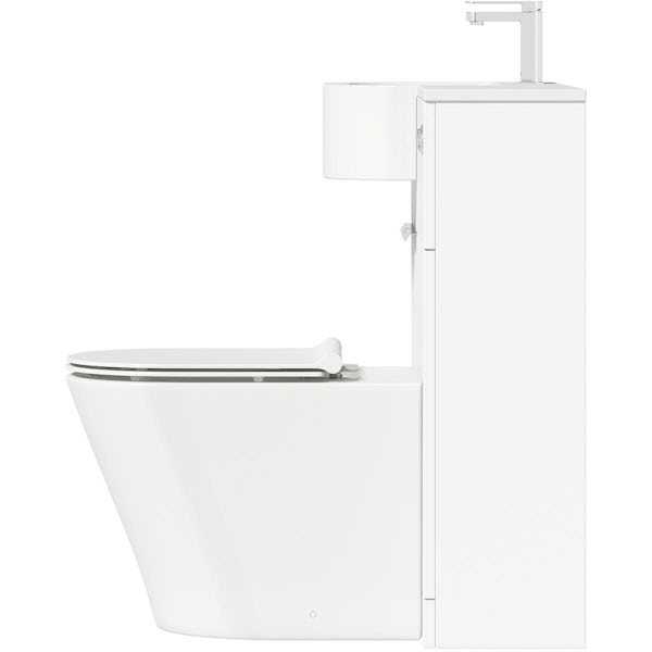 Mode Taw P shape gloss white left handed combination unit with back to wall toilet