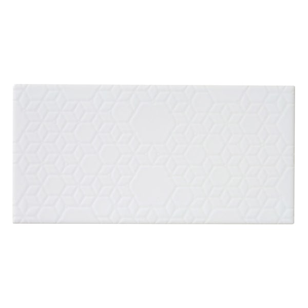 Glacier white textured feature gloss wall tile 150mm x 400mm