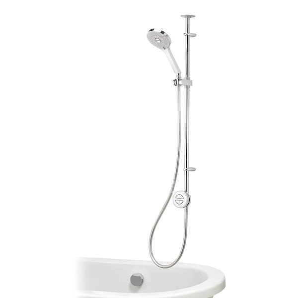 Aqualisa Unity Q Smart exposed shower pumped with adjustable handset and bath filler with overflow