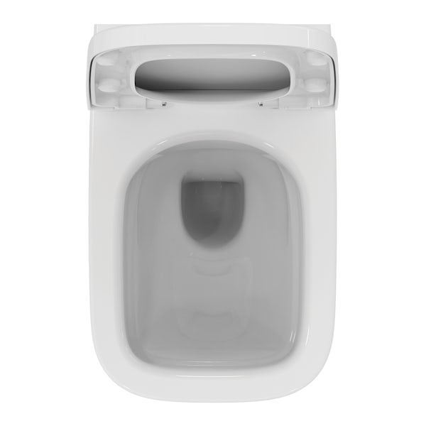 Ideal Standard i.life A rimless wall hung toilet with slow close seat and support bracket