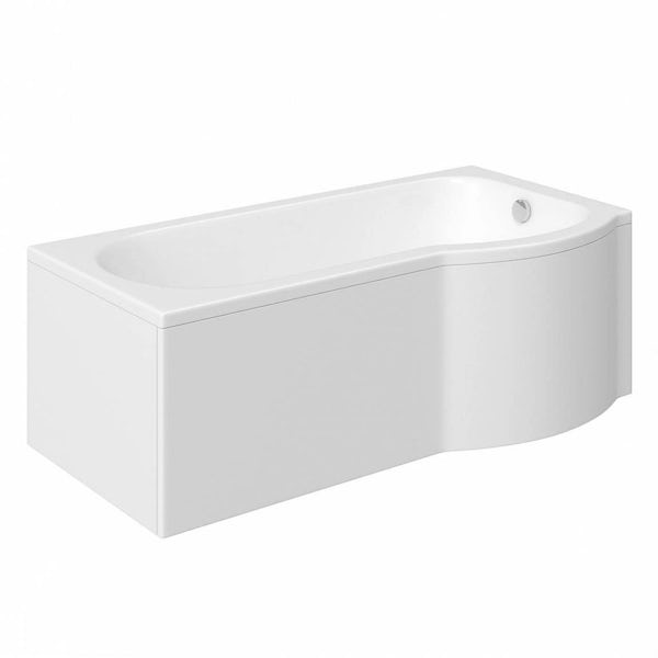 Clarity bathroom suite with right handed P shaped shower bath