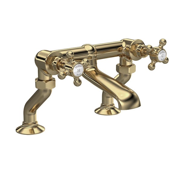 The Bath Co. Abingdon brushed brass basin and bath mixer tap pack