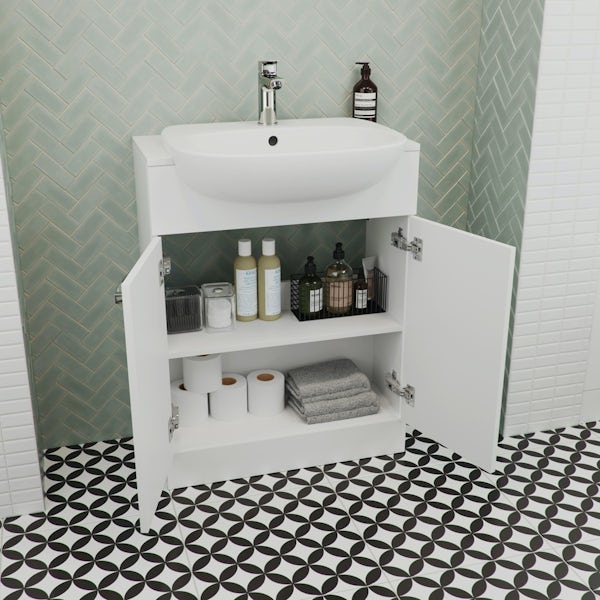 Ideal Standard Tesi ensuite suite with shower enclosure, furniture, tray, shower, taps and waste 1000mm