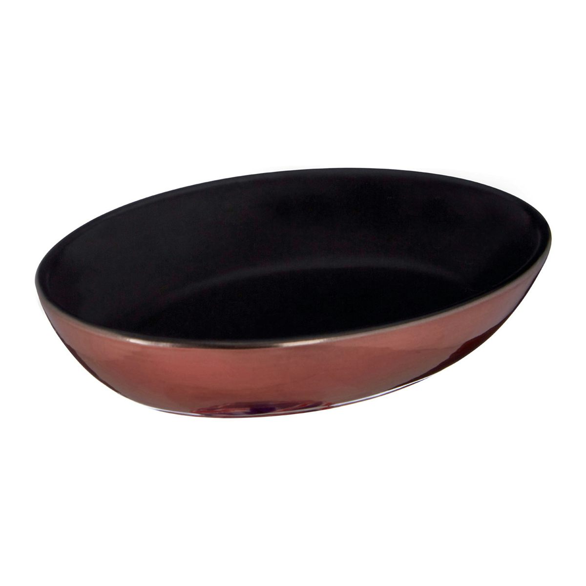 Accents Alpha stoneware black and copper soap dish