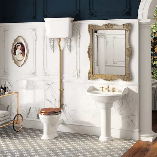 The Bath Co. Bellini high level toilet and full pedestal suite with incalux fittings and taps