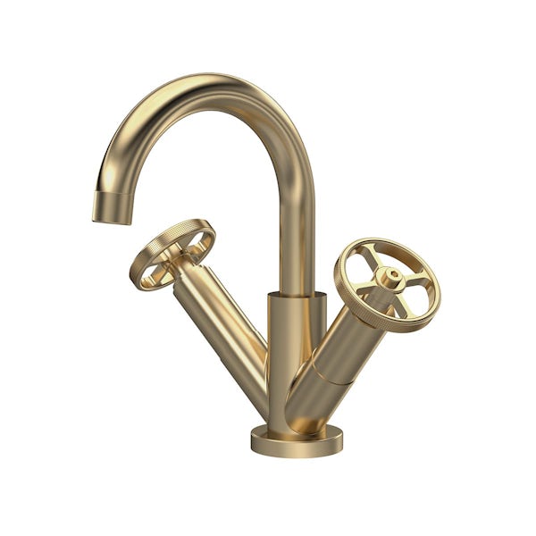 Mode Hicks brushed brass basin mixer tap with waste