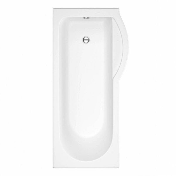 MySpace Water Saving P Shape Shower Bath Right Hand with Storage Panel & 6mm Screen with Towel Rail