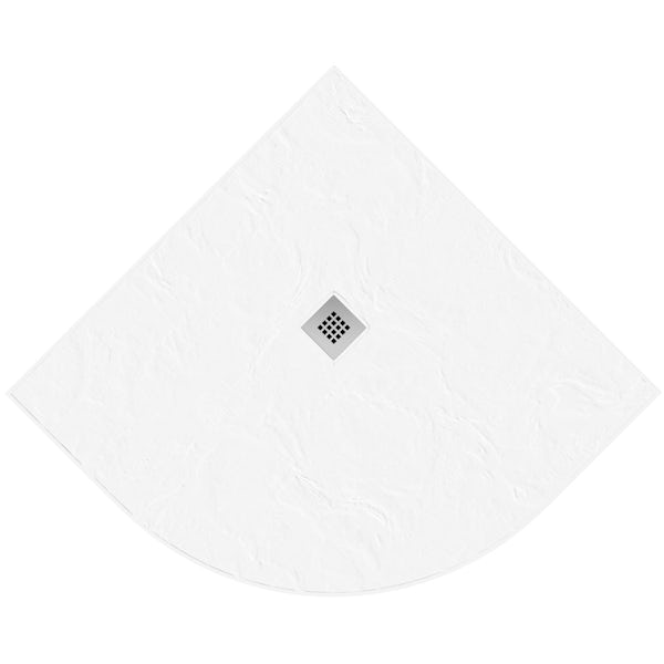 Mode white slate effect quadrant stone shower tray 900 x 900