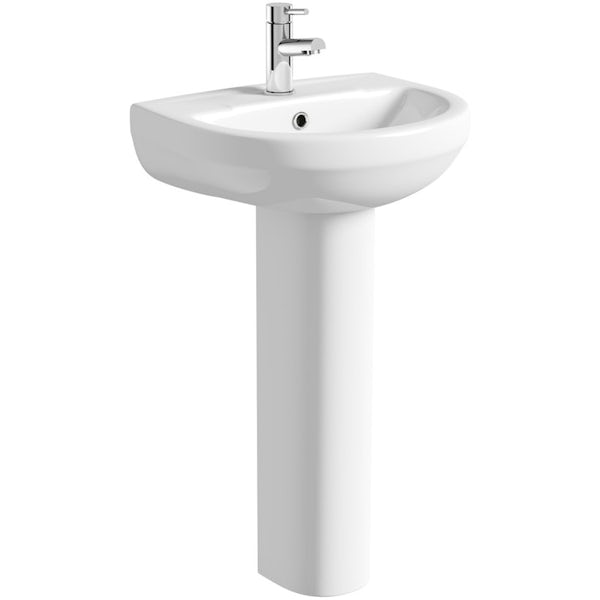 Orchard Eden cloakroom suite with full pedestal basin 550mm with tap and waste