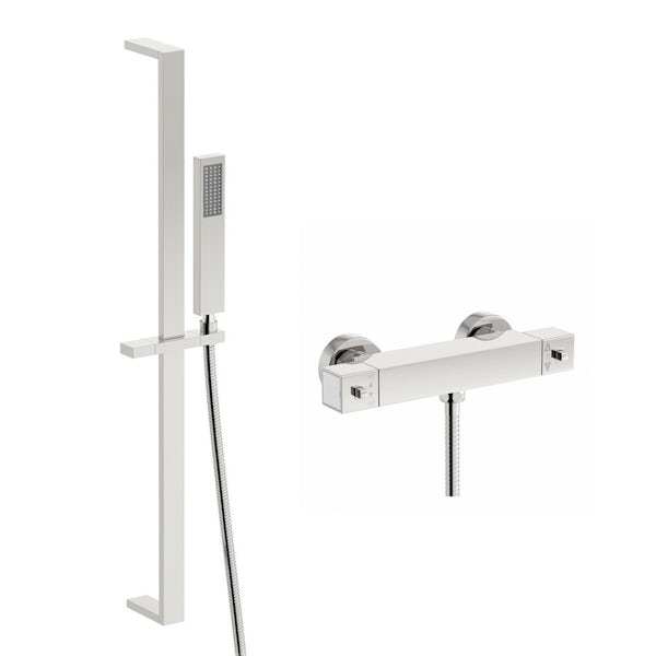 Quadra thermostatic bar shower valve with Tetra sliding rail kit