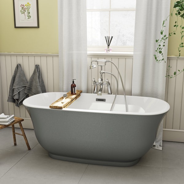 The Bath Co. Camberley storm coloured traditional freestanding bath offer pack