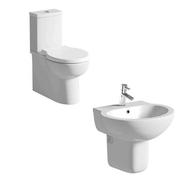 Madison close coupled toilet and semi pedestal basin suite 540mm