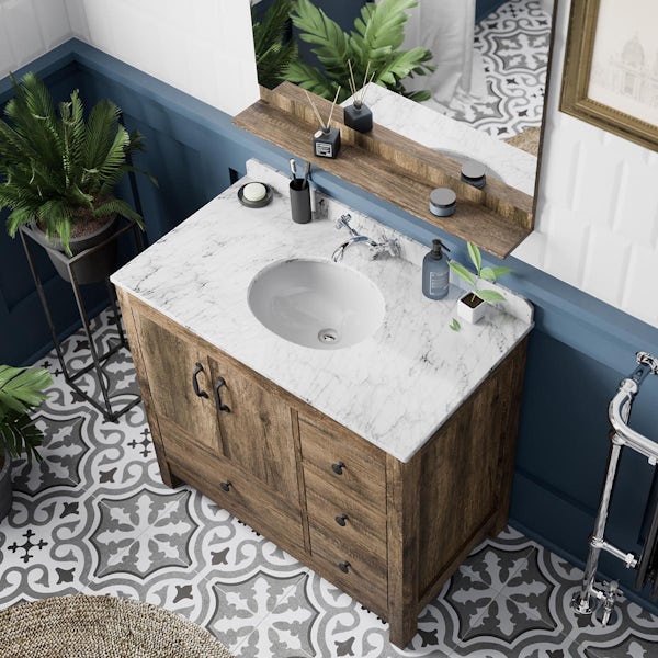The Bath Co. Dalston vanity unit and white marble basin 900mm