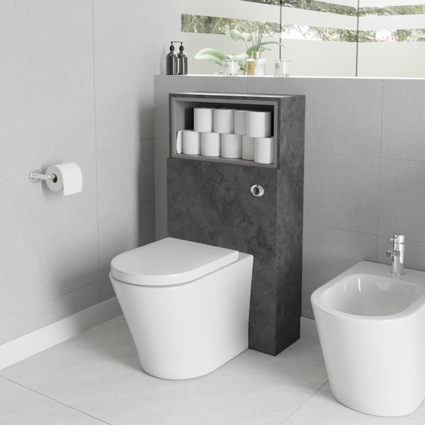 Mode Tate II riven grey back to wall unit and toilet with soft close seat