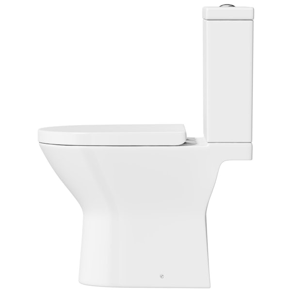 Orchard Derwent round rimless open back close coupled toilet with soft close seat