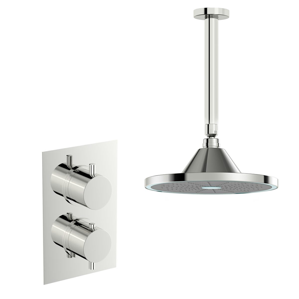 Mode Harrison twin concealed mixer shower with LED head and ceiling arm
