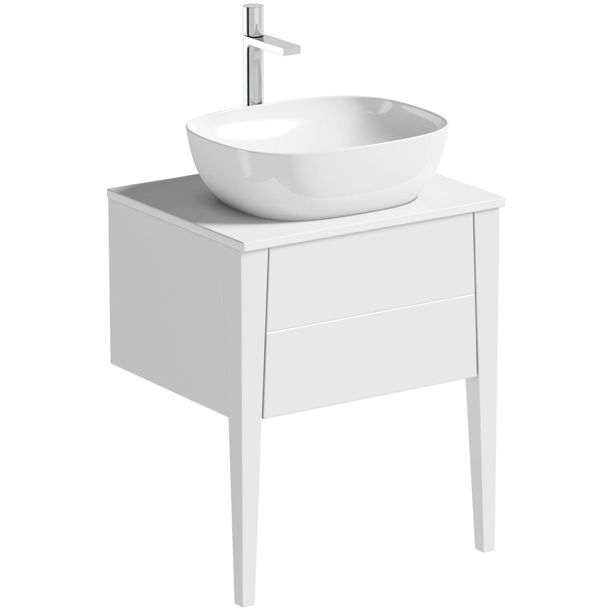 Mode Hale white gloss wall hung vanity unit with ceramic countertop and basin 600mm