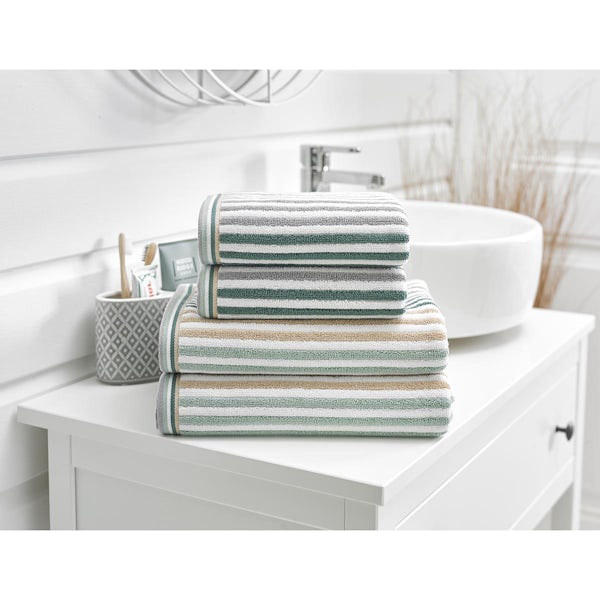 Deyongs Hannover striped 4 piece towel bale in seagrass