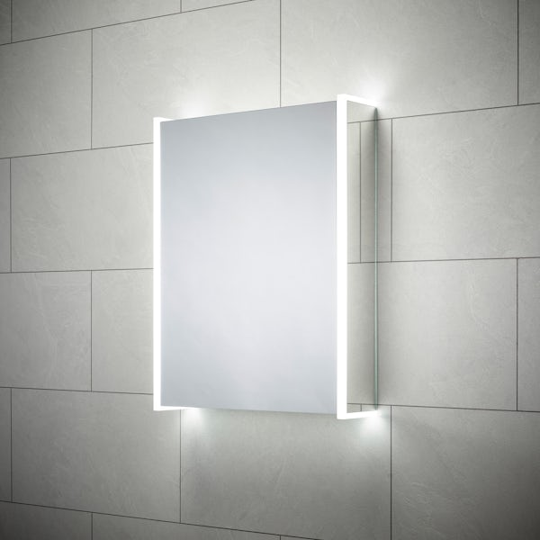 Mode Purcell Bluetooth diffused LED illuminated mirror cabinet 700 x 564mm with demister & charging socket