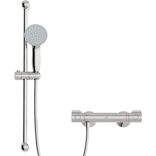 Grohe Grohtherm 800 thermostatic shower mixer with Tempesta 100 two spray shower rail set