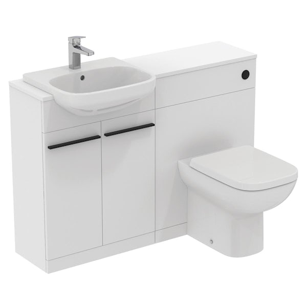 Ideal Standard i.life A matt white combination unit with back to wall toilet, concealed cistern and black handles 1200mm