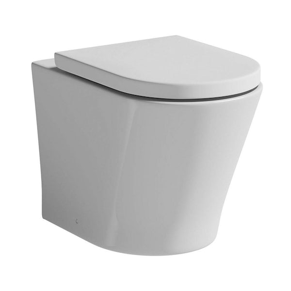 Arte back to wall toilet with seat and Sienna white slimline back to wall unit