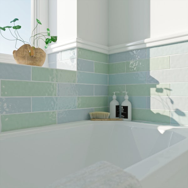 Laura Ashley Artisan eau de nil green wall tile 75mm x 300mm