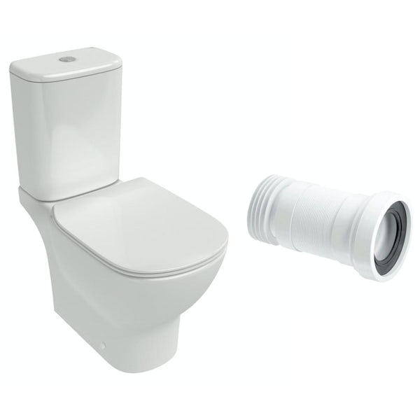 Ideal Standard Tesi close coupled toilet with Aquablade technology and soft close seat and pan connector