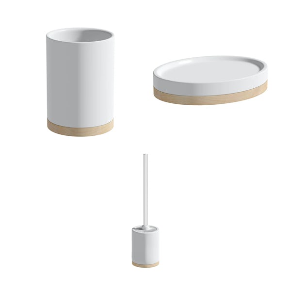 Accents Whitehaven white ceramic 3 piece bathroom set with soap dish
