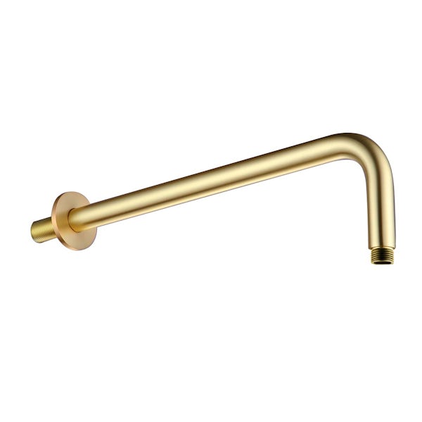 Mode brushed brass round wall shower arm 300mm