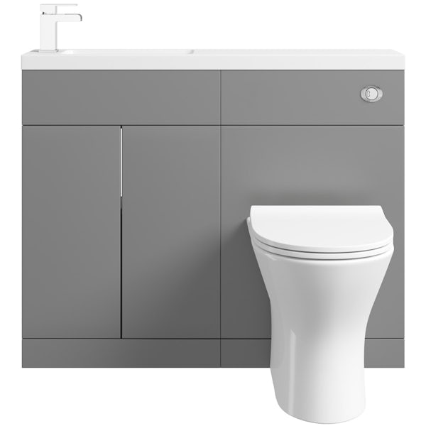 Orchard MySpace Slim stone grey combination with Derwent round toilet and soft close seat
