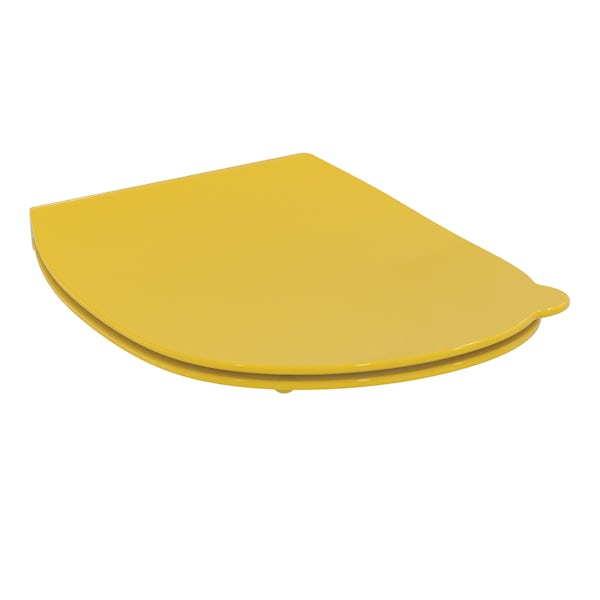 Armitage Shanks Contour 21 Splash back to wall school toilet, yellow seat and cover