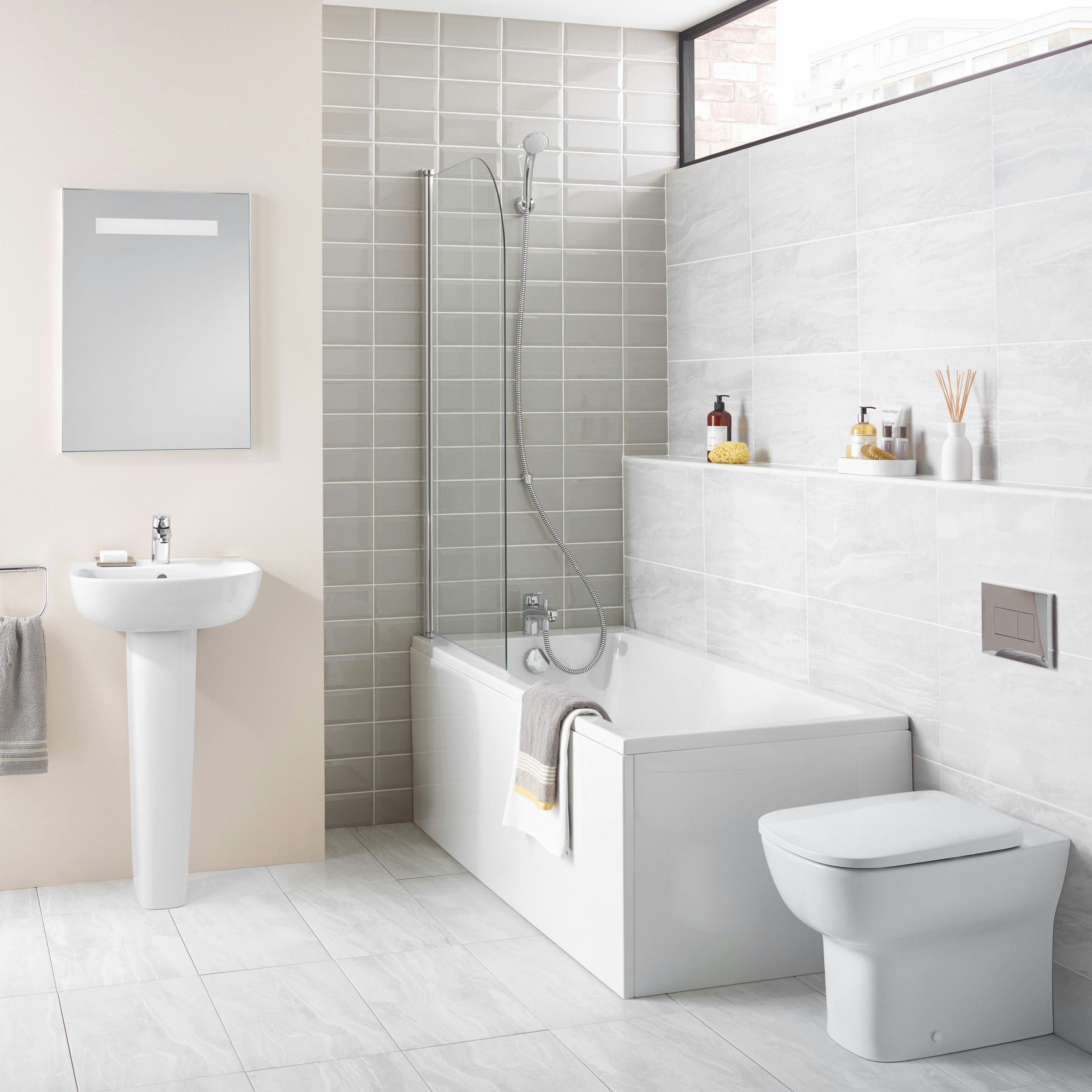 Ideal Standard Studio Echo cloakroom suite with back to wall toilet and ...