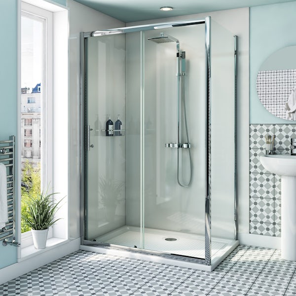 Orchard 6mm sliding shower enclosure with anti-slip tray