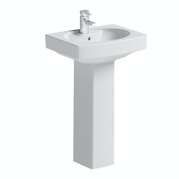 Wye close coupled toilet suite with full pedestal basin 550mm