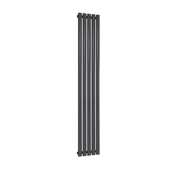 Reina Neval anthracite single vertical aluminium designer radiator