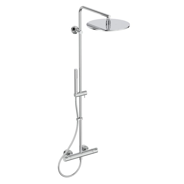 Ideal Standard Ceratherm T125 exposed thermostatic shower system with 300mm round rainshower on swivelling arm, handspray and 1.75m hose