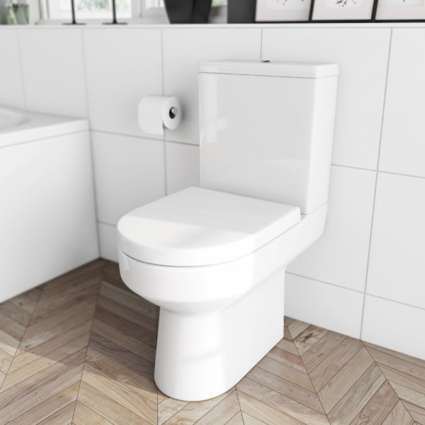 Oakley close coupled toilet and Pichola wall hung basin cloakroom set