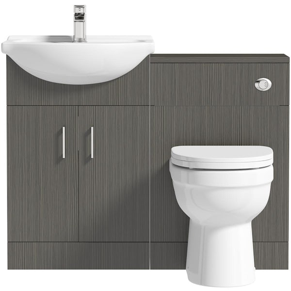 Orchard Lea avola grey furniture combination and Eden back to wall toilet with seat