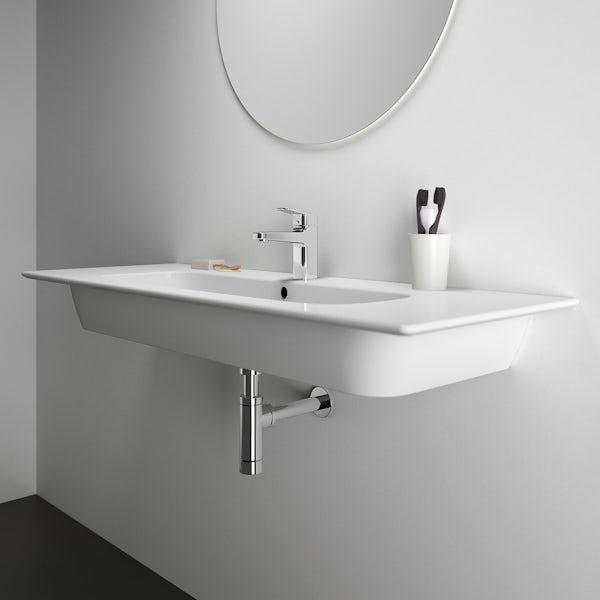 Ideal Standard i.life A 1 tap hole wall hung basin 1240mm with chrome bottle trap and fixing kit