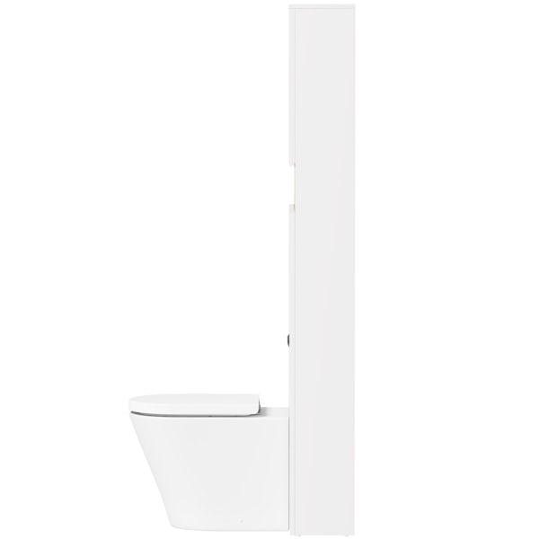 Tate white and oak tall toilet unit with Mode Arte back to wall toilet