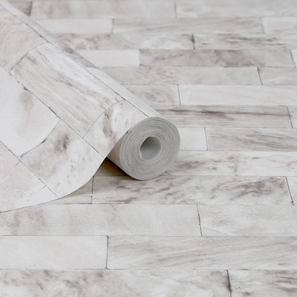 Graham & Brown Superfresco easy herringbone marble tile wallpaper
