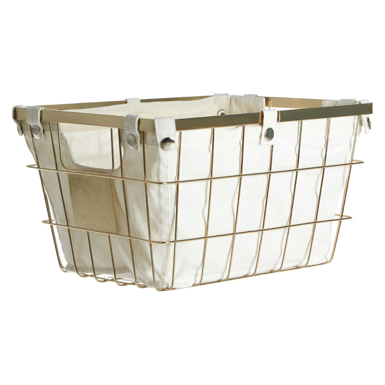 Accents Gold finish large storage basket with cotton liner